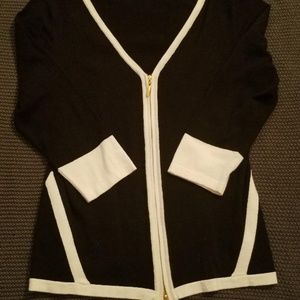 Black & White Zip Up Sweater